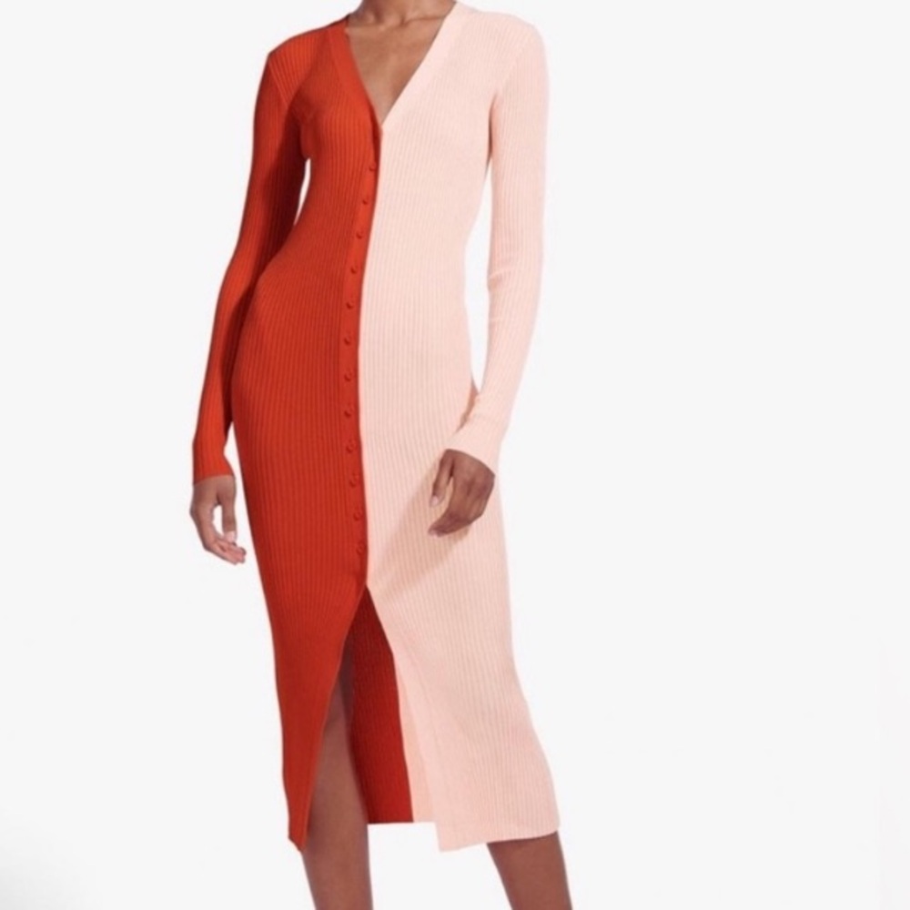 STAUD Shoko Colorblock Sweater Dress
